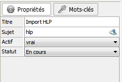 5. Volet de liste des propriétés/mots-clés