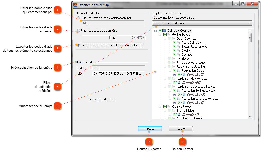 Outil Exporter un fichier map