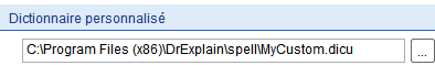 5. Chemin d'accès au dictionnaire personnalisé