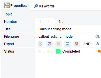 5. Properties / Keywords list pane