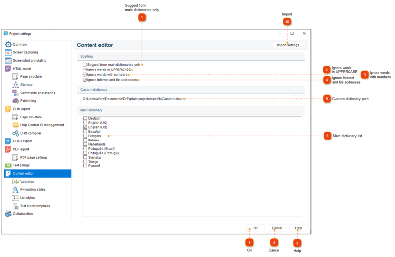 Content editor settings