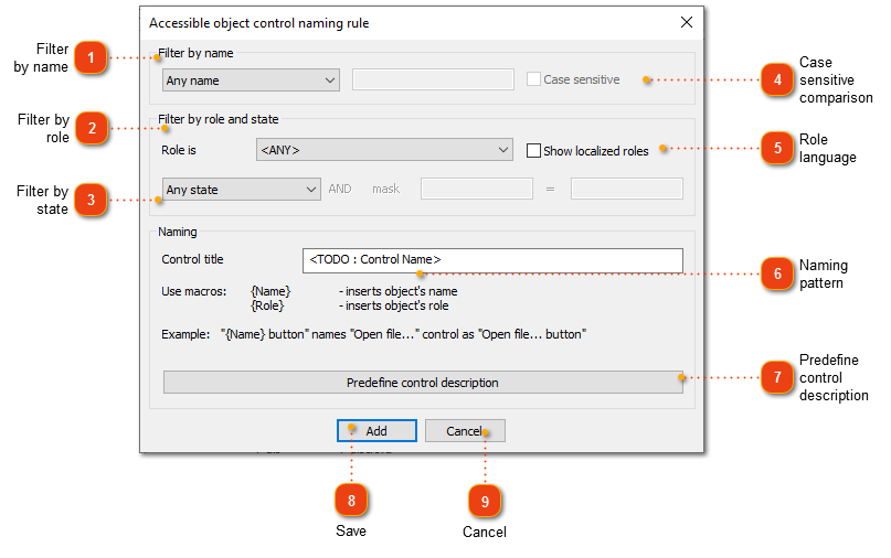 Editing Accessible objects naming rule 