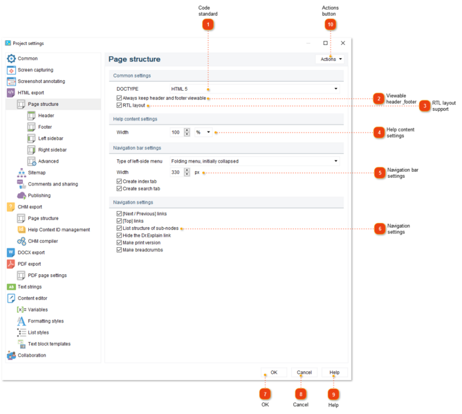 HTML page structure