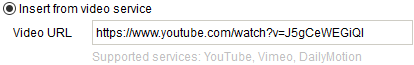 1. Insert video from  service via URL