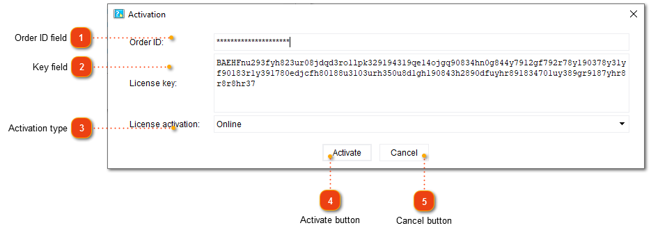 Registration & activation dialog