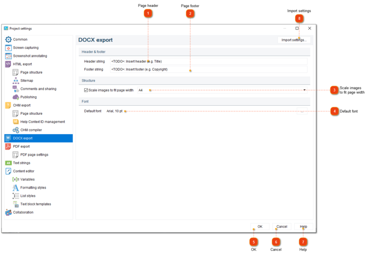 RTF export settings