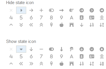 6. Icons for collapsed and expanded state