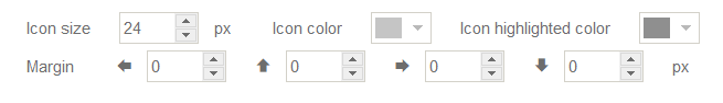 7. Icon color, size, and margins