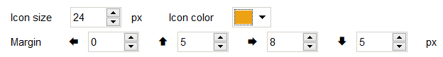 6. Icon color, size, and margins