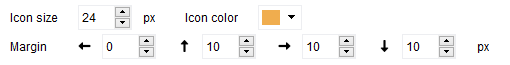 6. Icon color, size, and margins