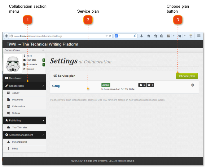 Settings section