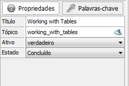 5. Painel de Lista de Propriedades/Palavras-chave