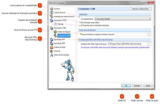 Definições de Compilação CHM