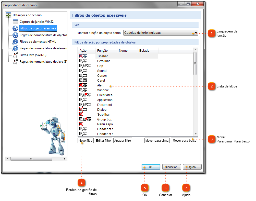 Propriedades de Cenário: Filtros