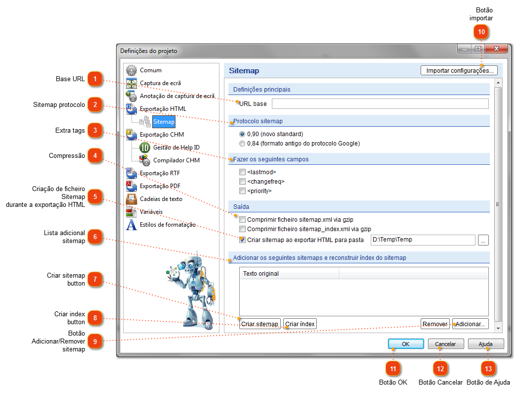 Opções Sitemap