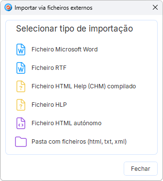Importação de documentação existente