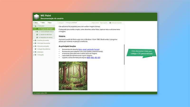 Personalize o estilo visual do seu manual online