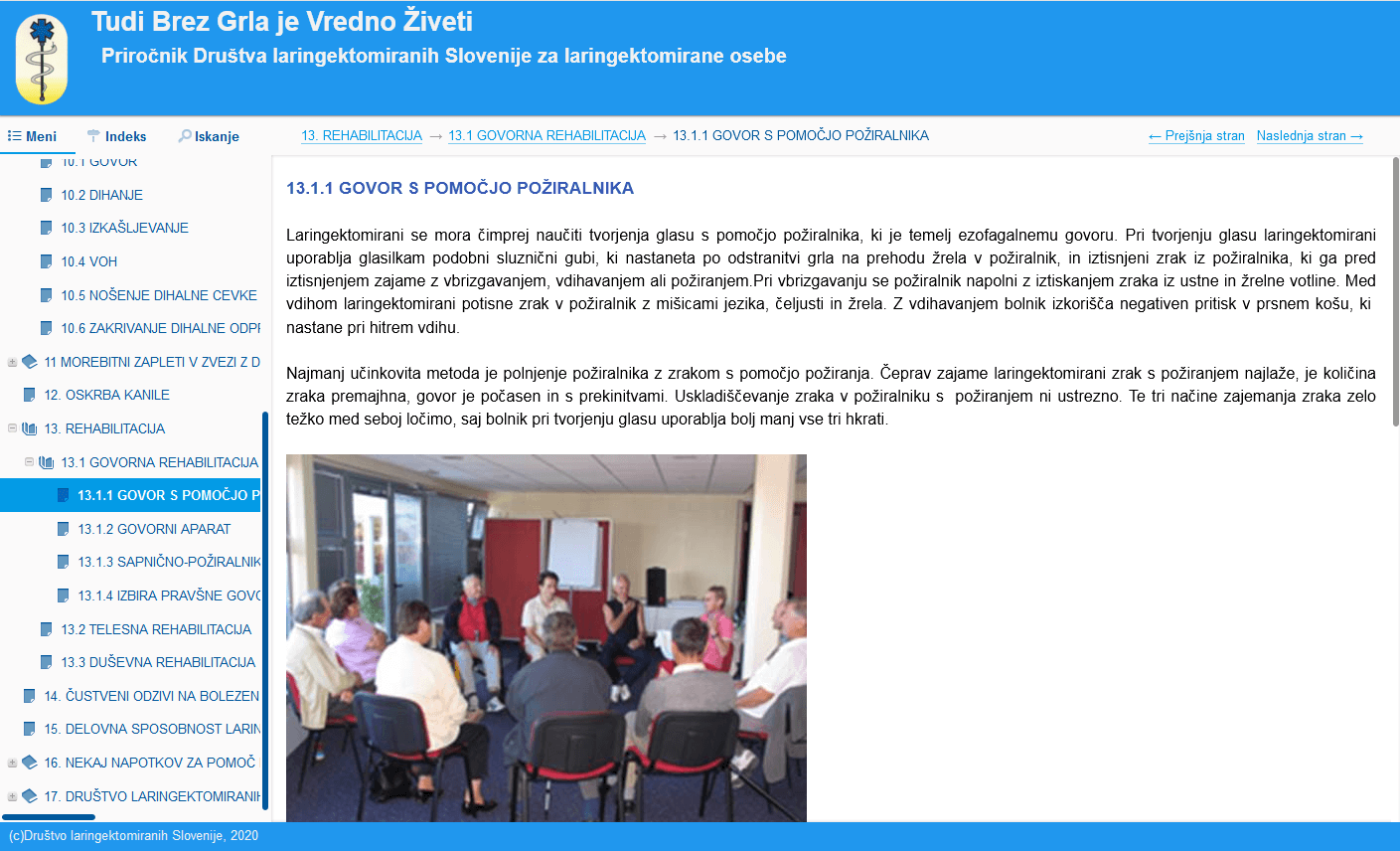 The dr explain software assists the association of laryngectomees of