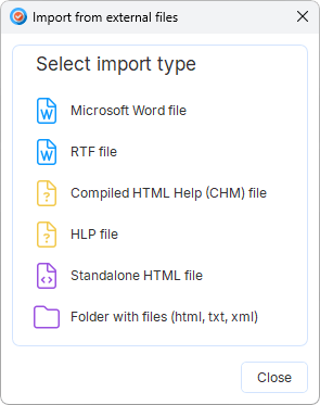 Import existing documentation from the file Import existing documentation from the file