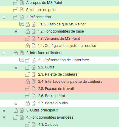 Verrouillage de sections Verrouillage de sections