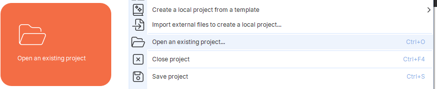 open an existing project