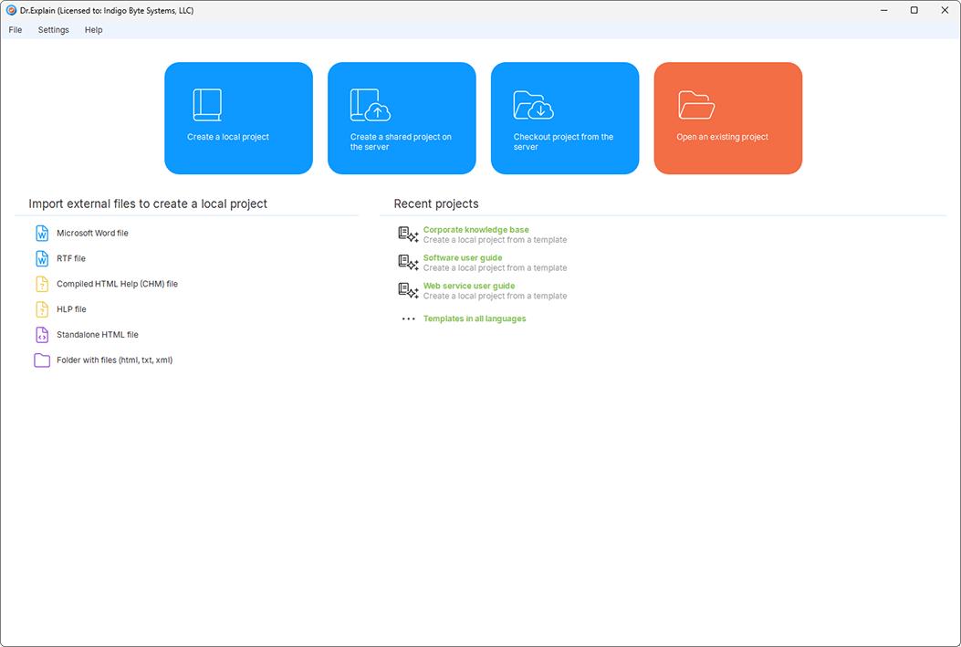 Dr.Explain startup window
