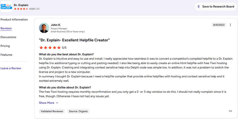 Dr.Explain user reviews