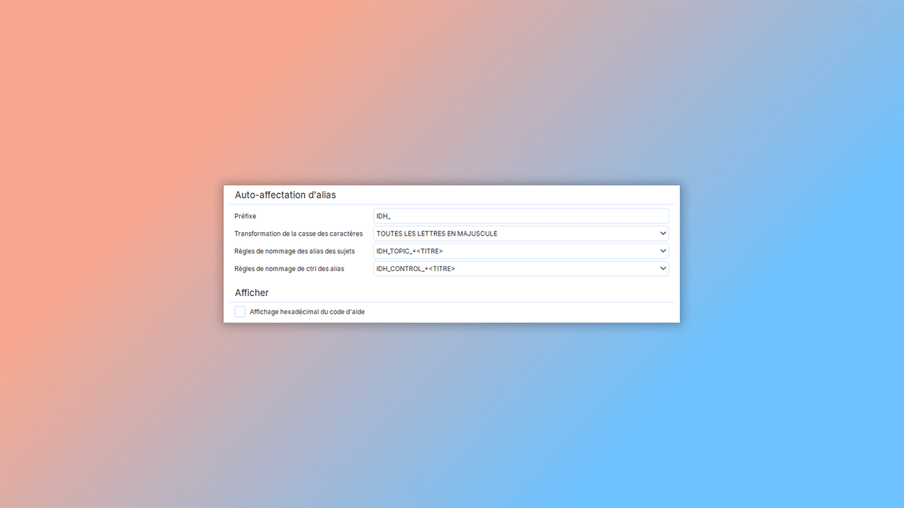 attribution automatique des Help Context ID aux rubriques