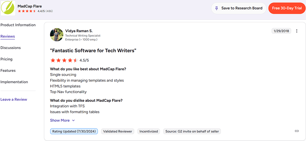 MadCap Flare user reviews