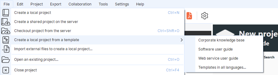 select a documentation template in Dr.Explain