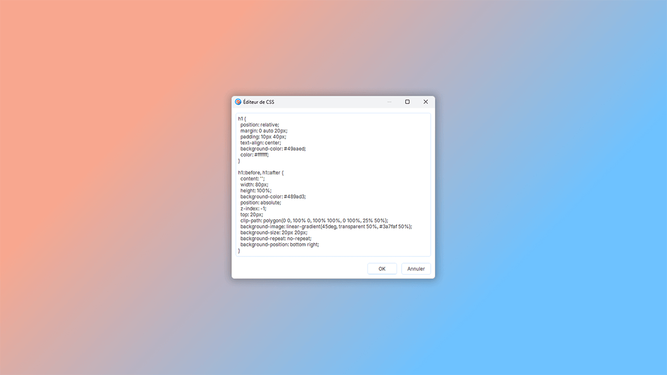 personnalisation des styles à l'aide du CSS