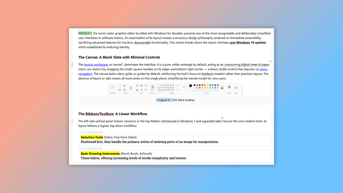 Support for images, special objects, links, fonts