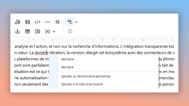 vérification orthographique avec dictionnaires par langue dans un outil de rédaction d'aide