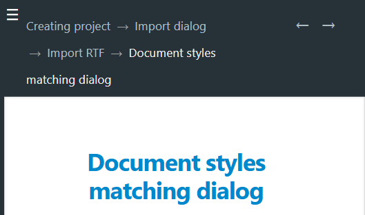 navigation elements in online manual for mobile-friendly help documentation