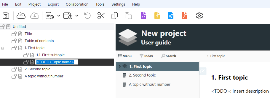 dialog for entering a topic name in Dr.Explain
