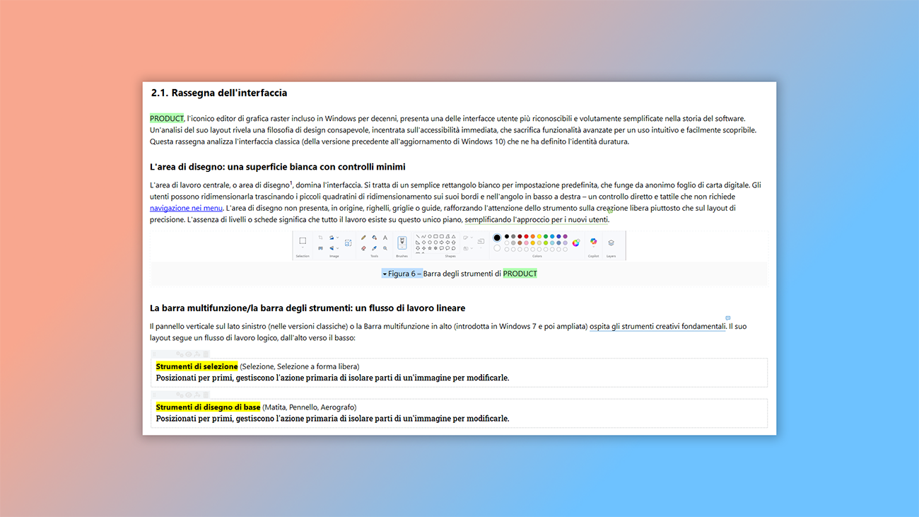 Supporto per immagini, oggetti speciali, link, font
