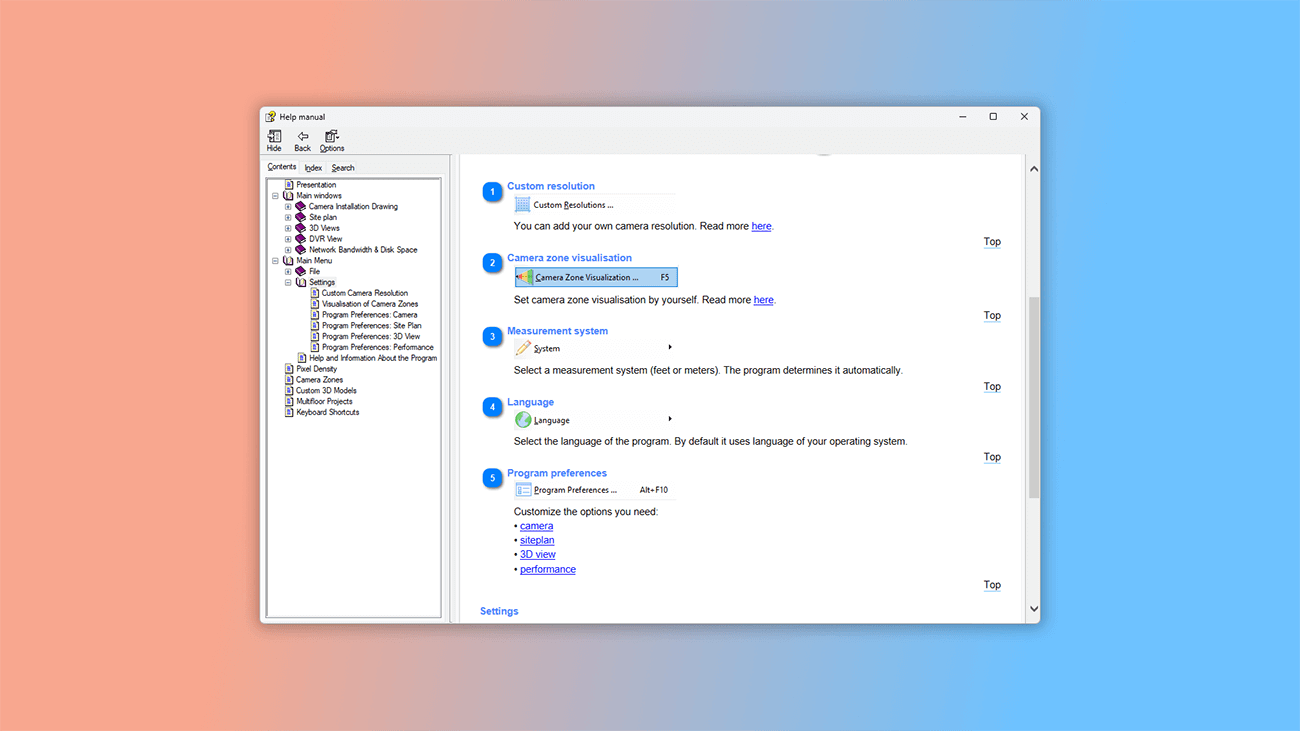 exemple d'une fenêtre de fichier d'aide