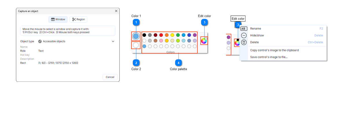 Capturing UI, controls annotation