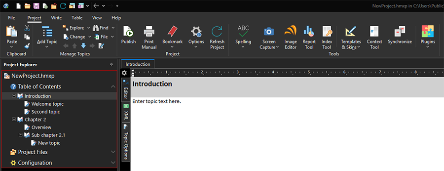 Help+Manual text editor interface