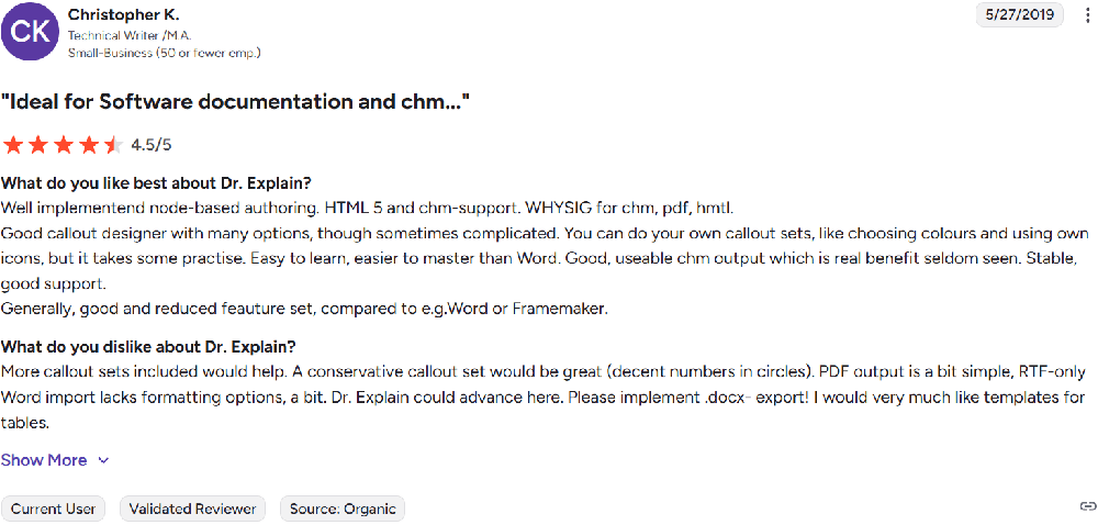 Another Dr.Explain user feedback