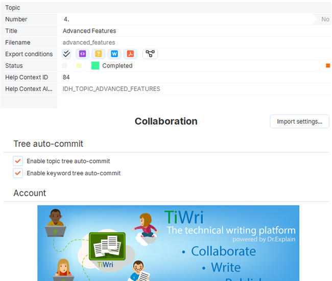 Topic statuses, locks, collaboration