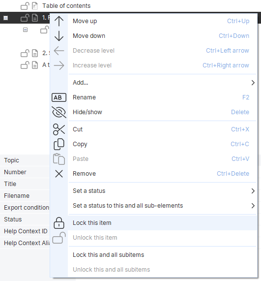 how to lock a topic in Dr.Explain