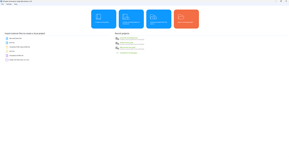 Dr.Explain start screen