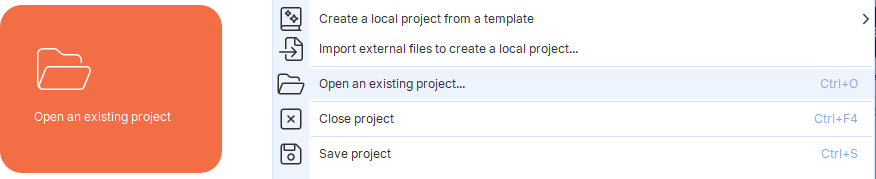 Open an existing project