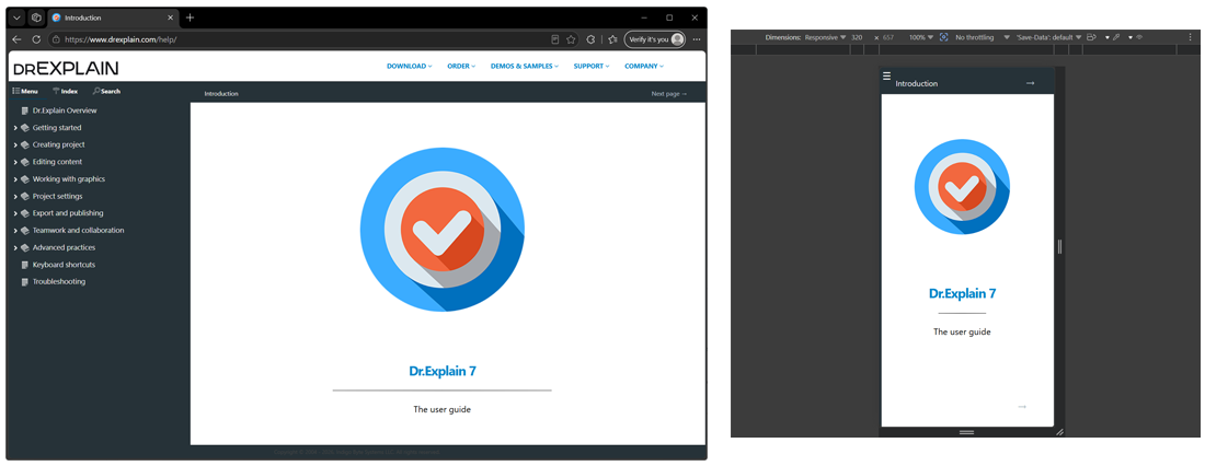 responsive online docs created with help authoring tool