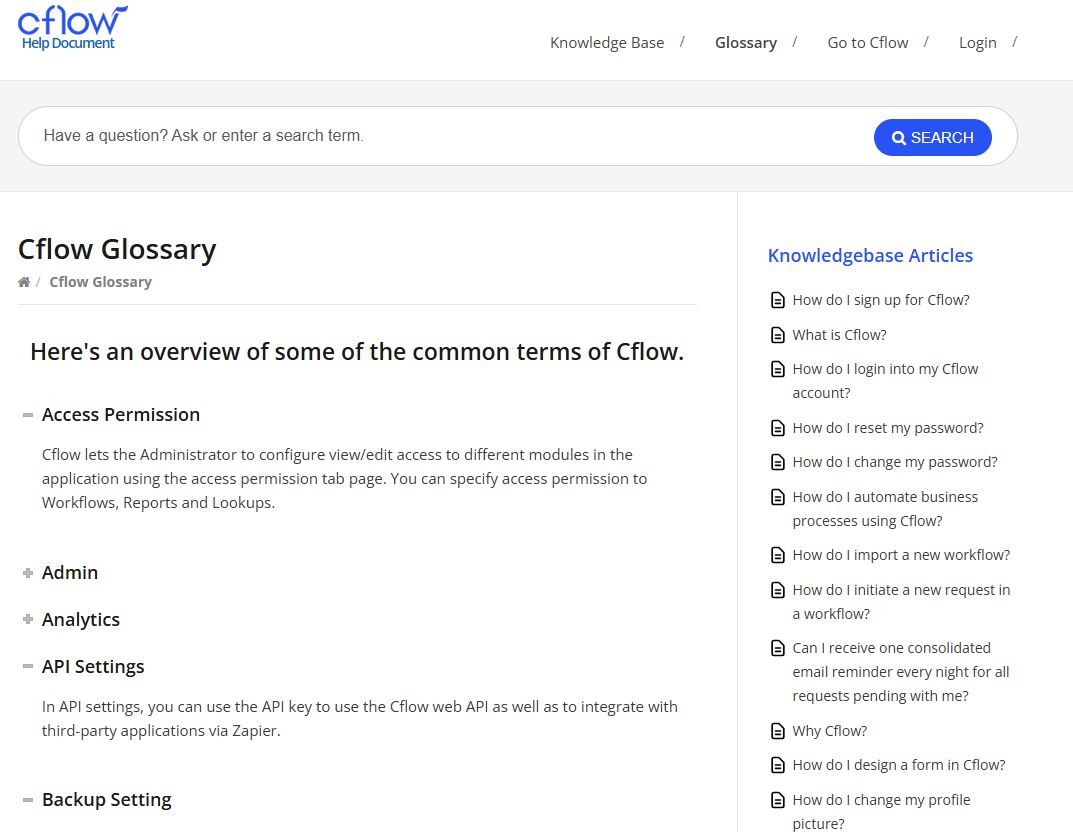 glossary in user documentation for automation systems