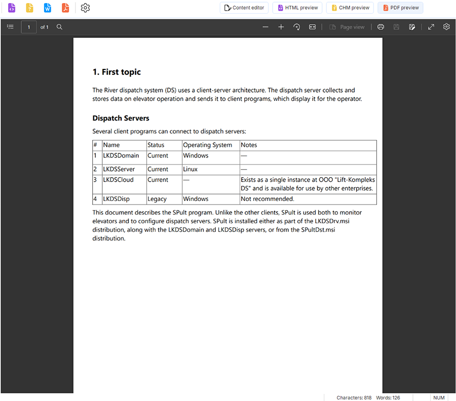 instructions with a table and text in PDF