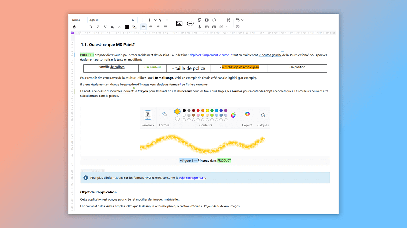 gestion de contenu dans un outil de rédaction d'aide