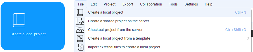creating a new project in Dr.Explain