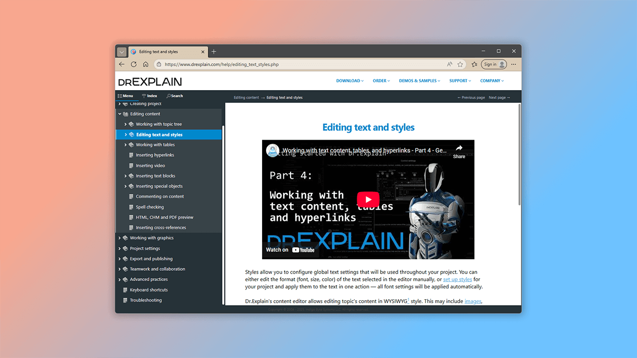 help authoring tool for creating online manuals